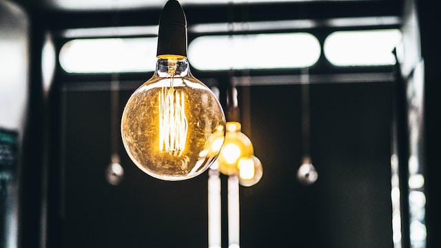 Lightbulbs hanging from the ceiling