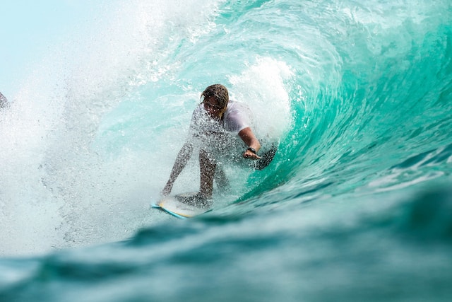 Surfer riding a wave