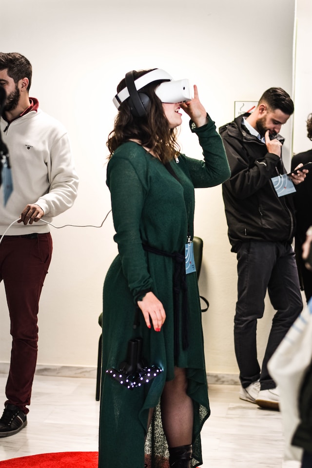 Woman wearing a VR headset