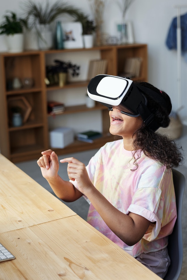 Girl wearing a VR headset