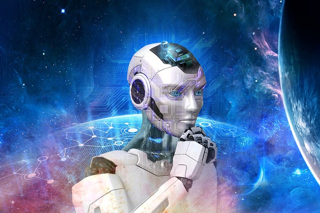 A robot seemingly depicted in deep thought